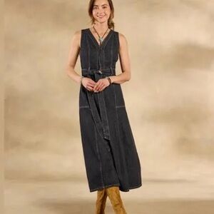Sundance Poppy Denim Midi Dress Charcoal Black Sz 16